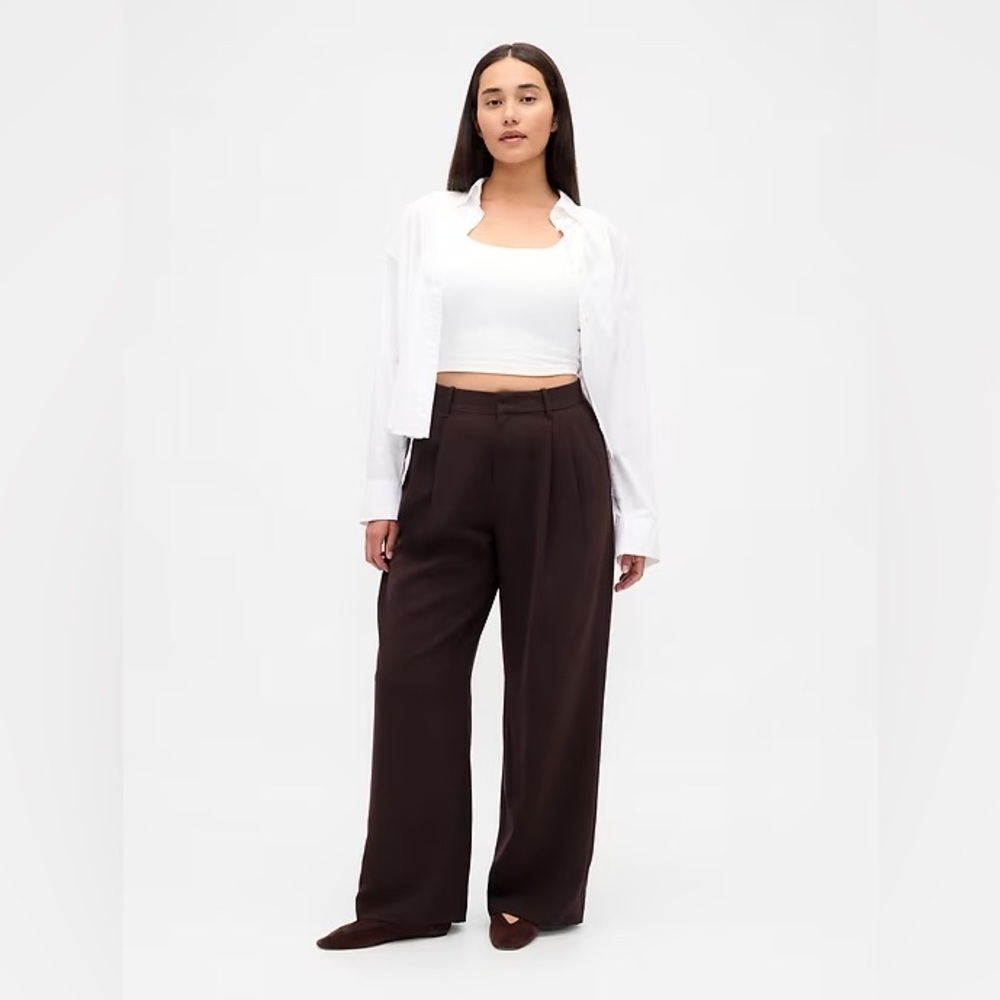 NWT! GAP Terra Brown Curvy 365 High Rise Pleated Trousers - Size 6 🩷